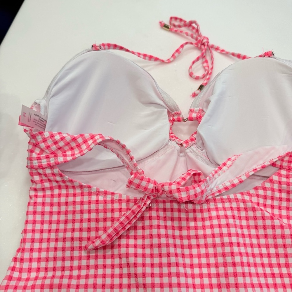 BETSEY Johnson 1 Pcs Bathing Suit Retro Pink & White Gingham Adj. Strap Sz M NEW - Picture 16 of 16